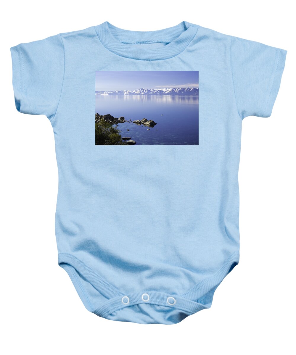 Snowy Baby Onesie featuring the photograph Kayak on Lake Tahoe by Martin Gollery
