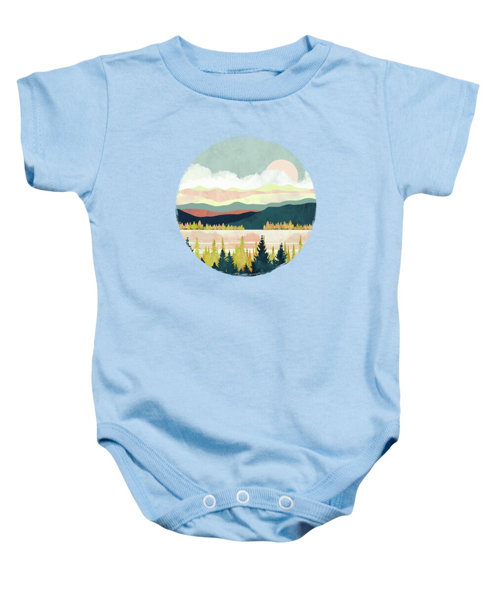 Lake Baby Onesie featuring the digital art Lake Forest by Spacefrog Designs
