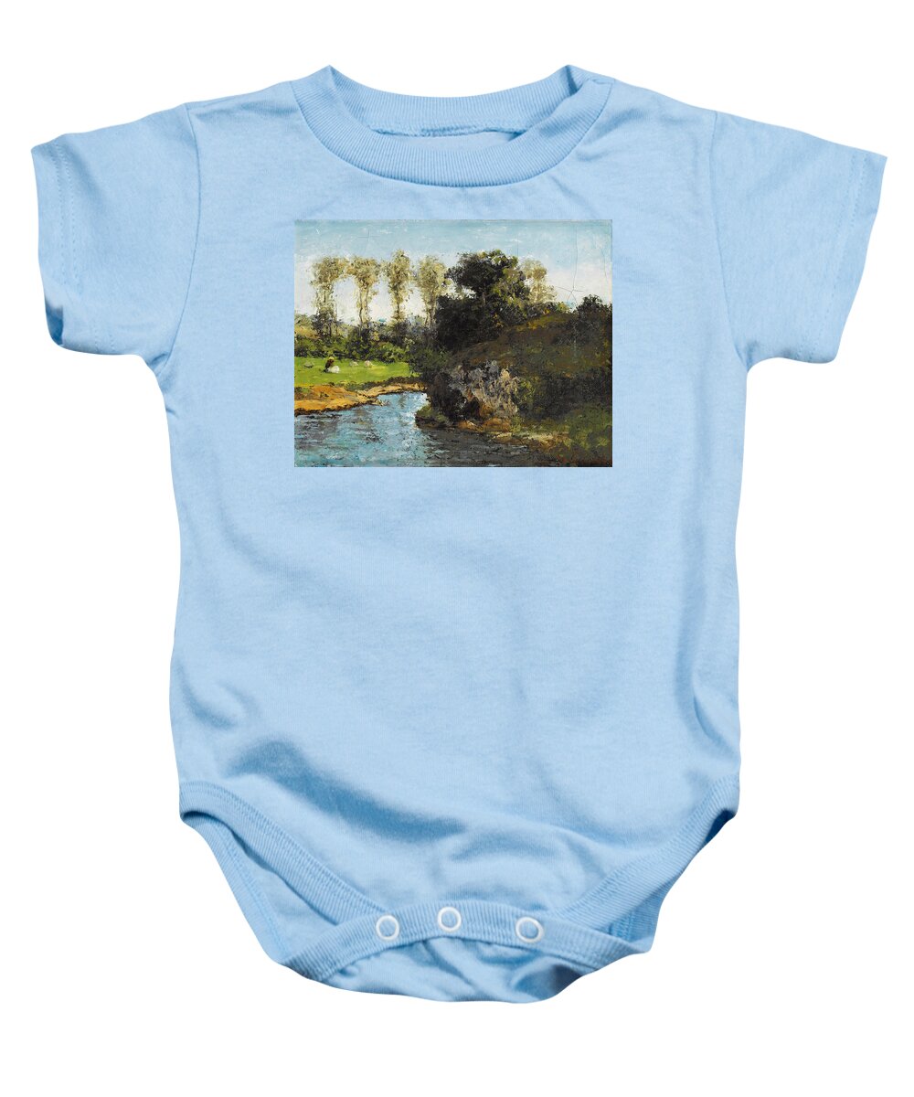 Gustave Courbet Baby Onesie featuring the painting Landscape of Saintonge by Gustave Courbet