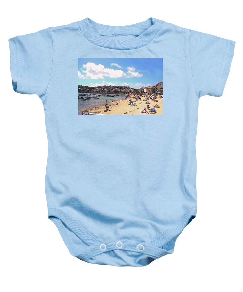 Beach Baby Onesie featuring the photograph Lazy day at the Beach by Tom Conway