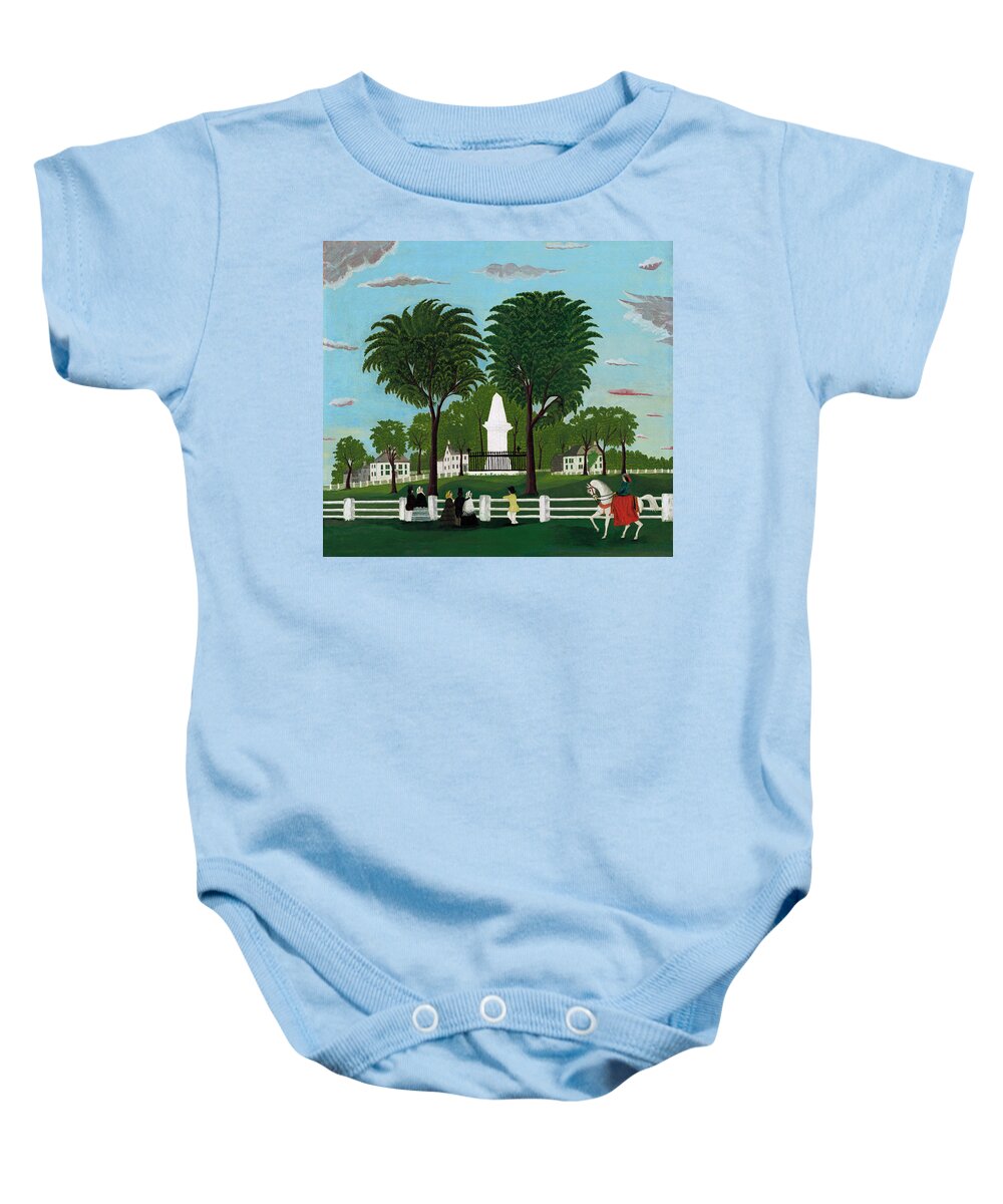 American 19th Century Artist Baby Onesie featuring the painting Lexington Battle Monument by American 19th Century