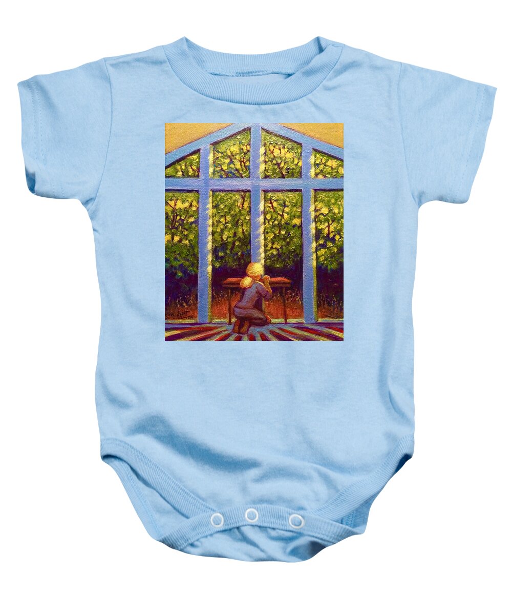 Prayer Baby Onesie featuring the painting Light Lit by Jeanette Jarmon