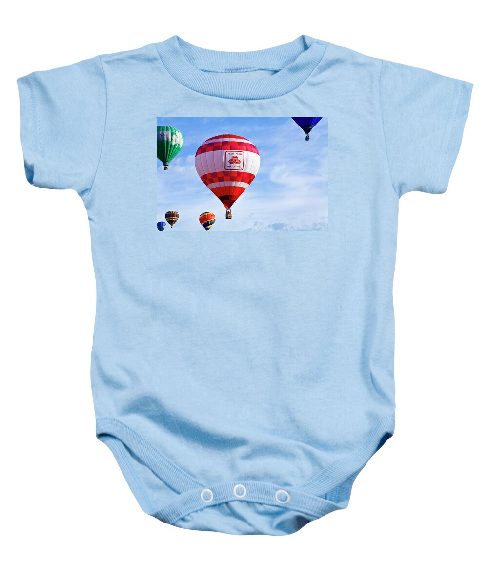 Hot Air Balloon Baby Onesie featuring the digital art Like a Good Neighbor by Gary Baird