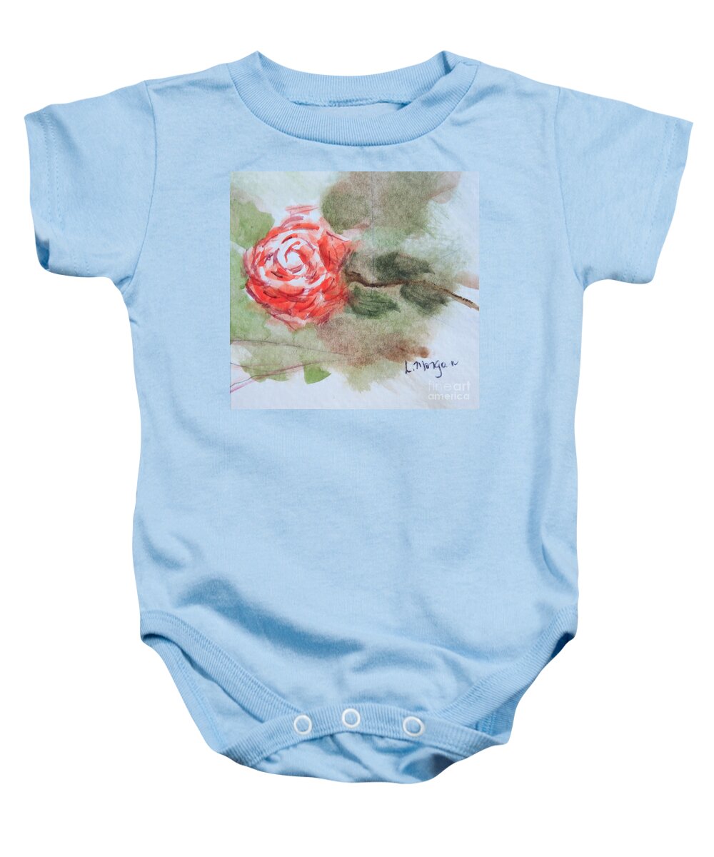 Rose Baby Onesie featuring the painting Little Rose by Laurie Morgan