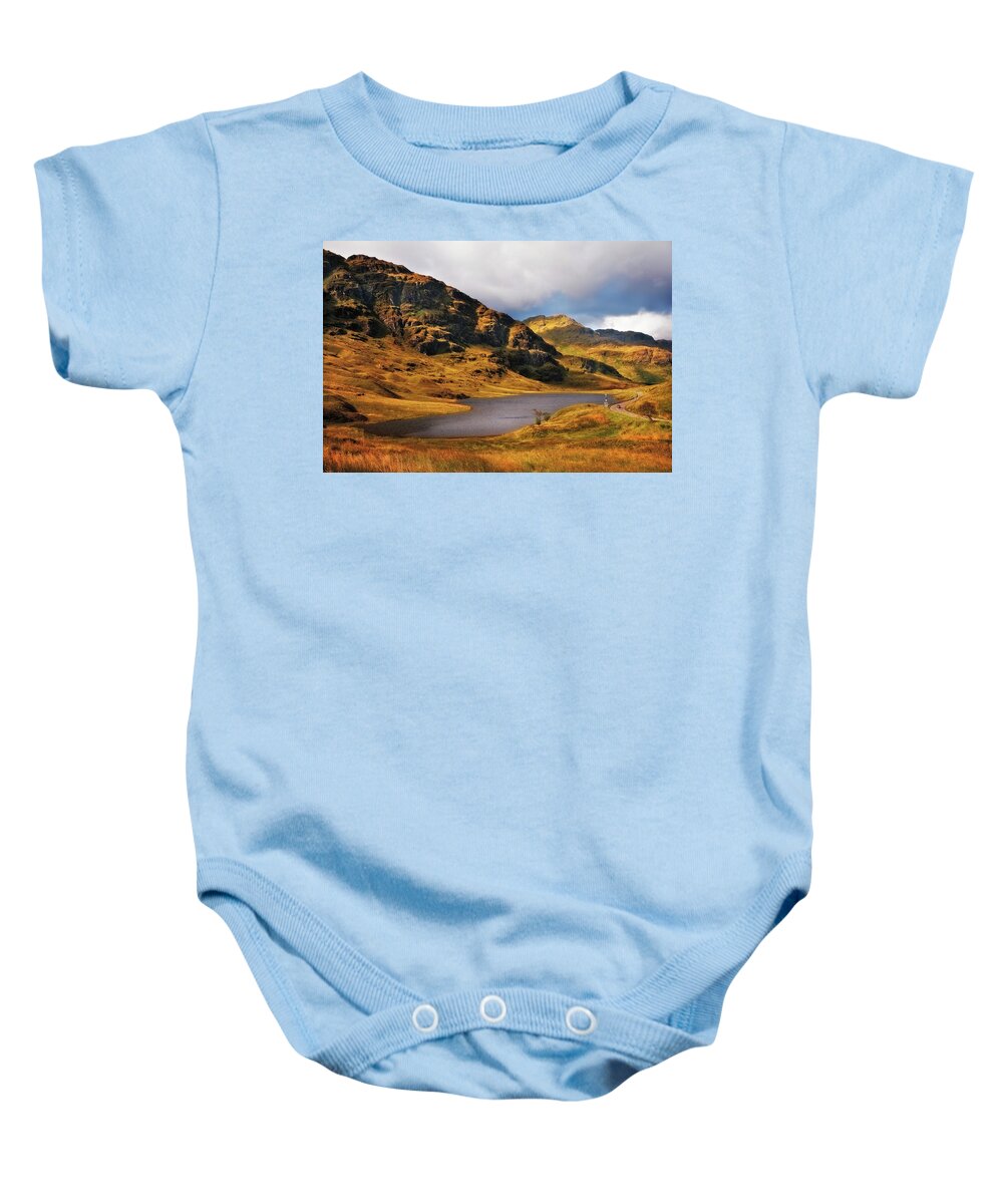 Jenny Rainbow Fine Art Photography Baby Onesie featuring the photograph Loch Restil. Rest and Be Thankful. Scotland by Jenny Rainbow