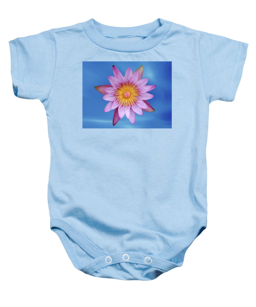 Lotus Baby Onesie featuring the photograph Lotus in blue by Ridwan Photography