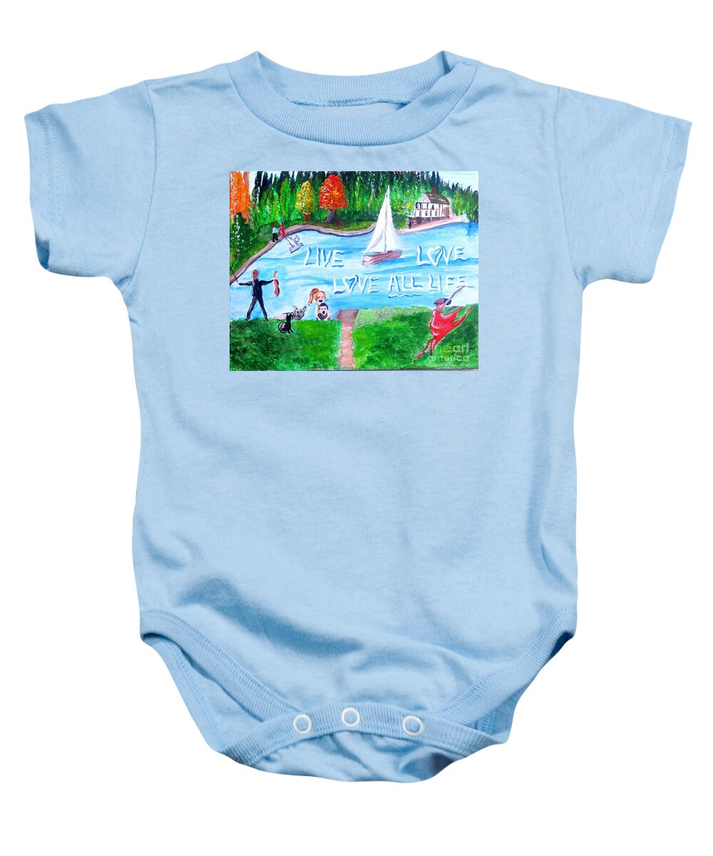 Lake Canvas Print Baby Onesie featuring the painting Love All Life by Jayne Kerr