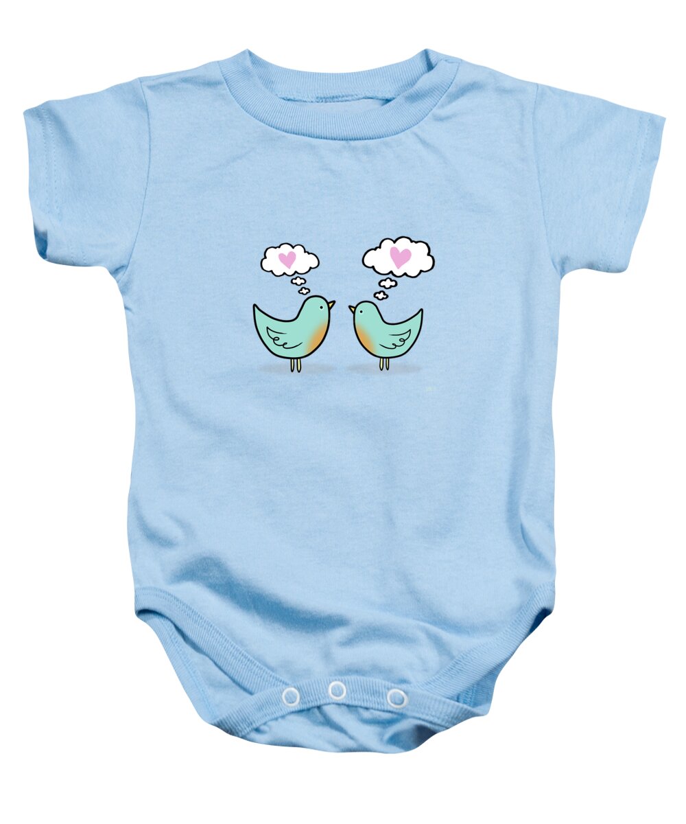 Cute Baby Onesie featuring the painting Love Was In The Air by Little Bunny Sunshine