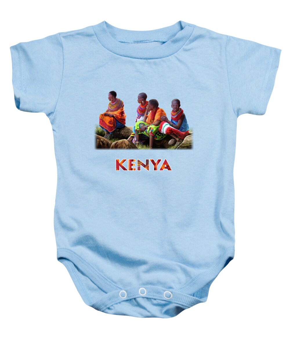 Lupita Baby Onesie featuring the painting Time to Talk by Anthony Mwangi