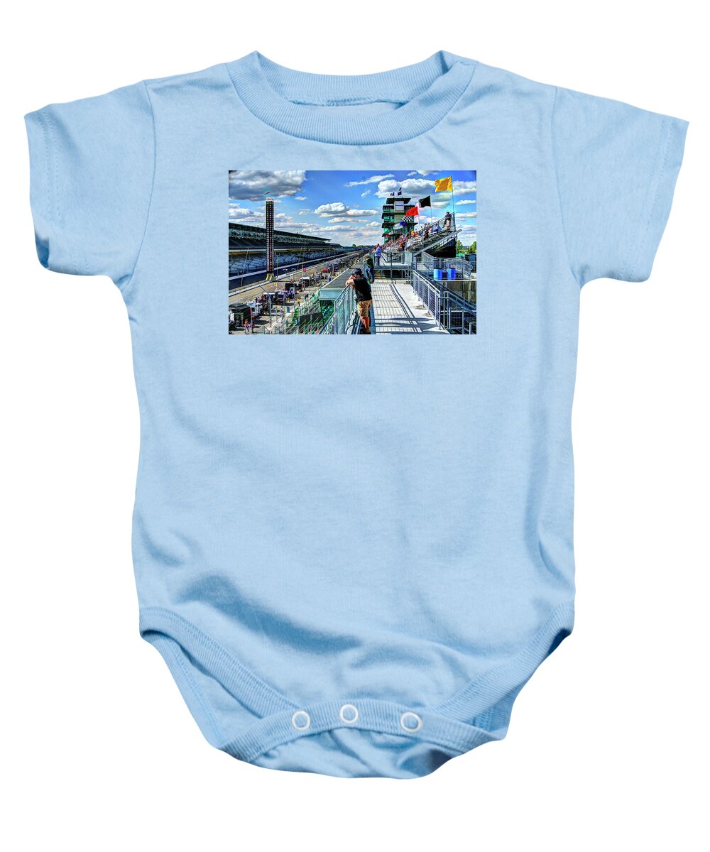 Indy 500 Baby Onesie featuring the photograph Main Straight by Josh Williams