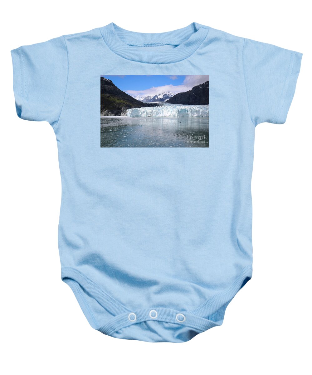 Margerie Glacier Baby Onesie featuring the photograph Margerie Glacier Alaska by Veronica Batterson