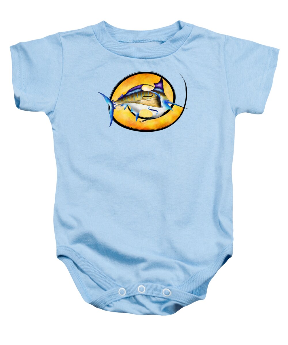 Fish Baby Onesie featuring the digital art Marlinissos V1 - violinfish without back by Cersatti