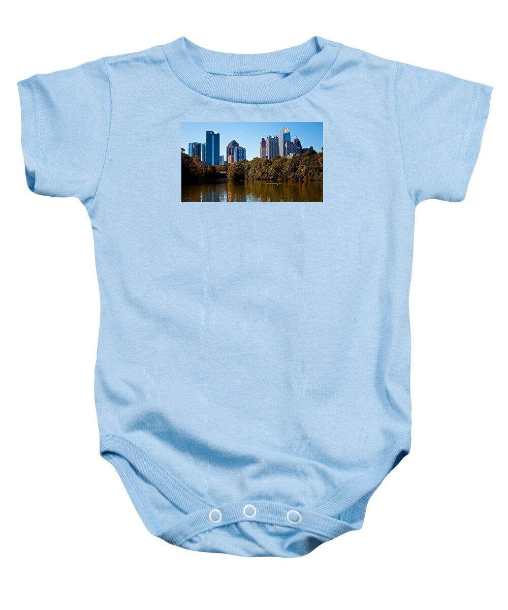 Cityscape Baby Onesie featuring the photograph Midtown in the Fall by Mike Dunn