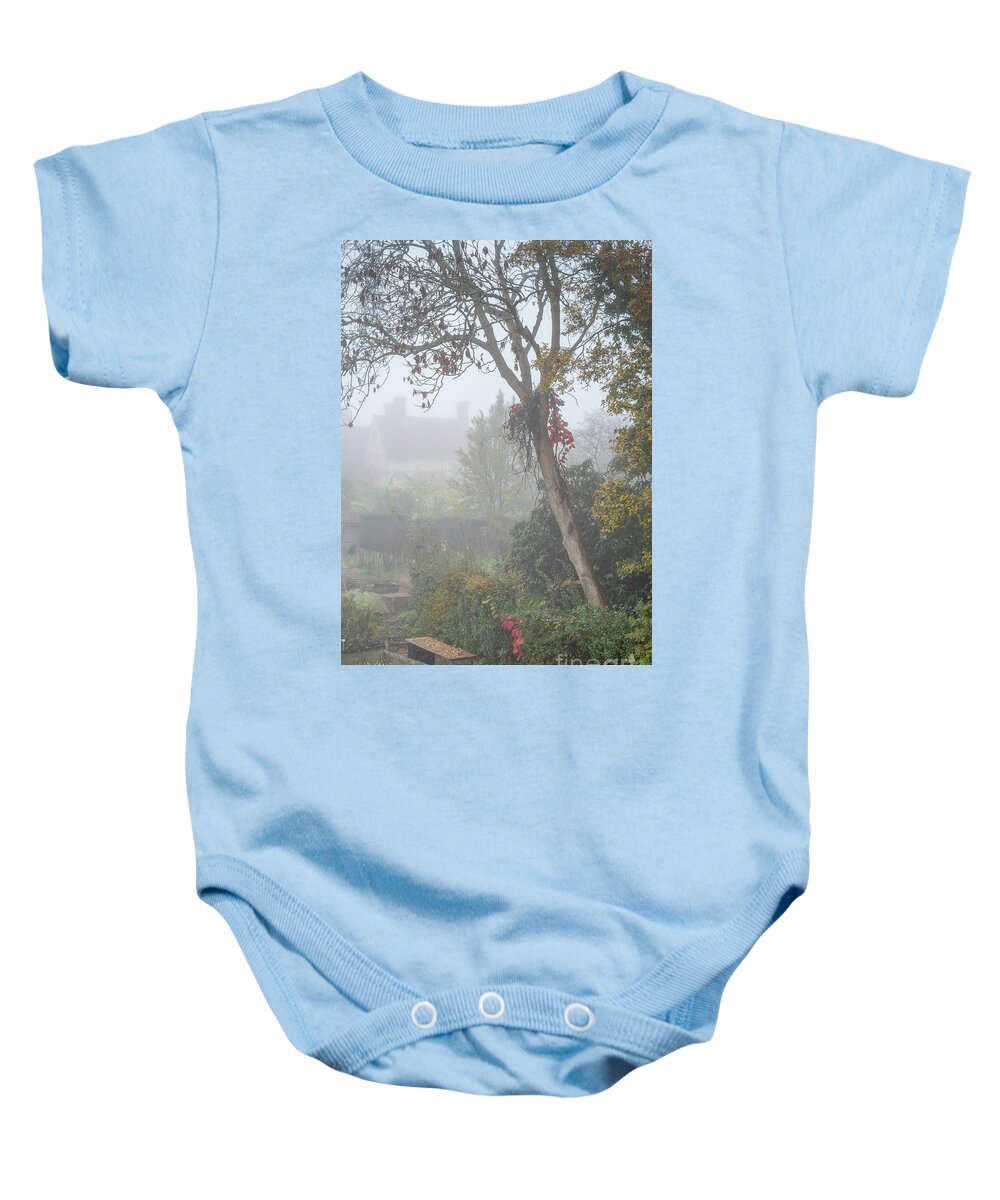 Plants Baby Onesie featuring the photograph Misty Garden, Great Dixter 2 by Perry Rodriguez