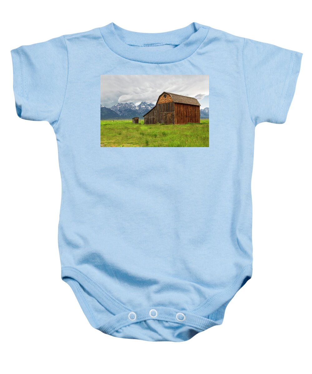 Tetons Baby Onesie featuring the photograph Mormon Row Barn by Nancy Dunivin