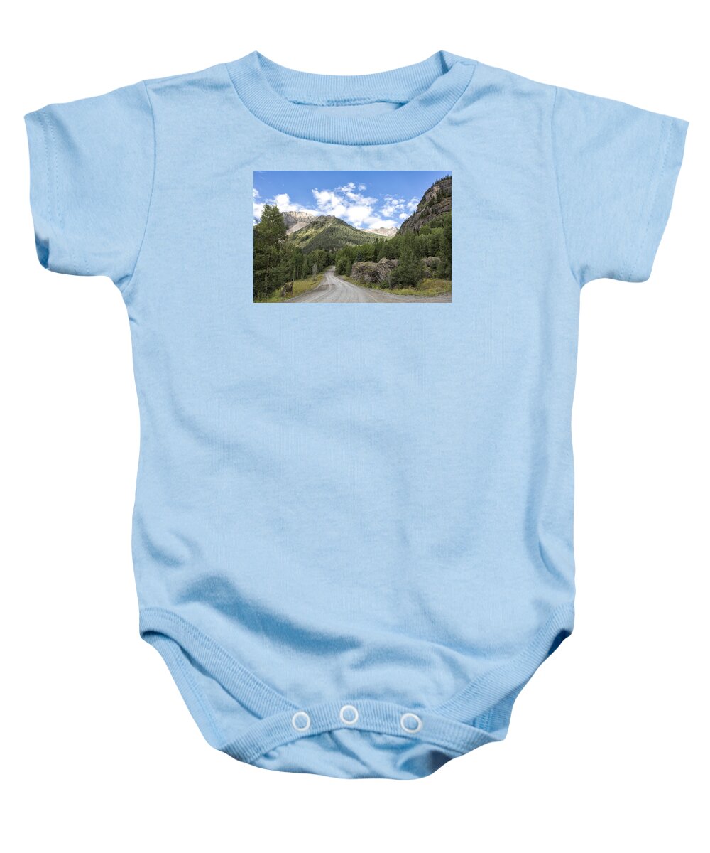 Mountain Baby Onesie featuring the photograph Mountain Crossroads by Denise Bush