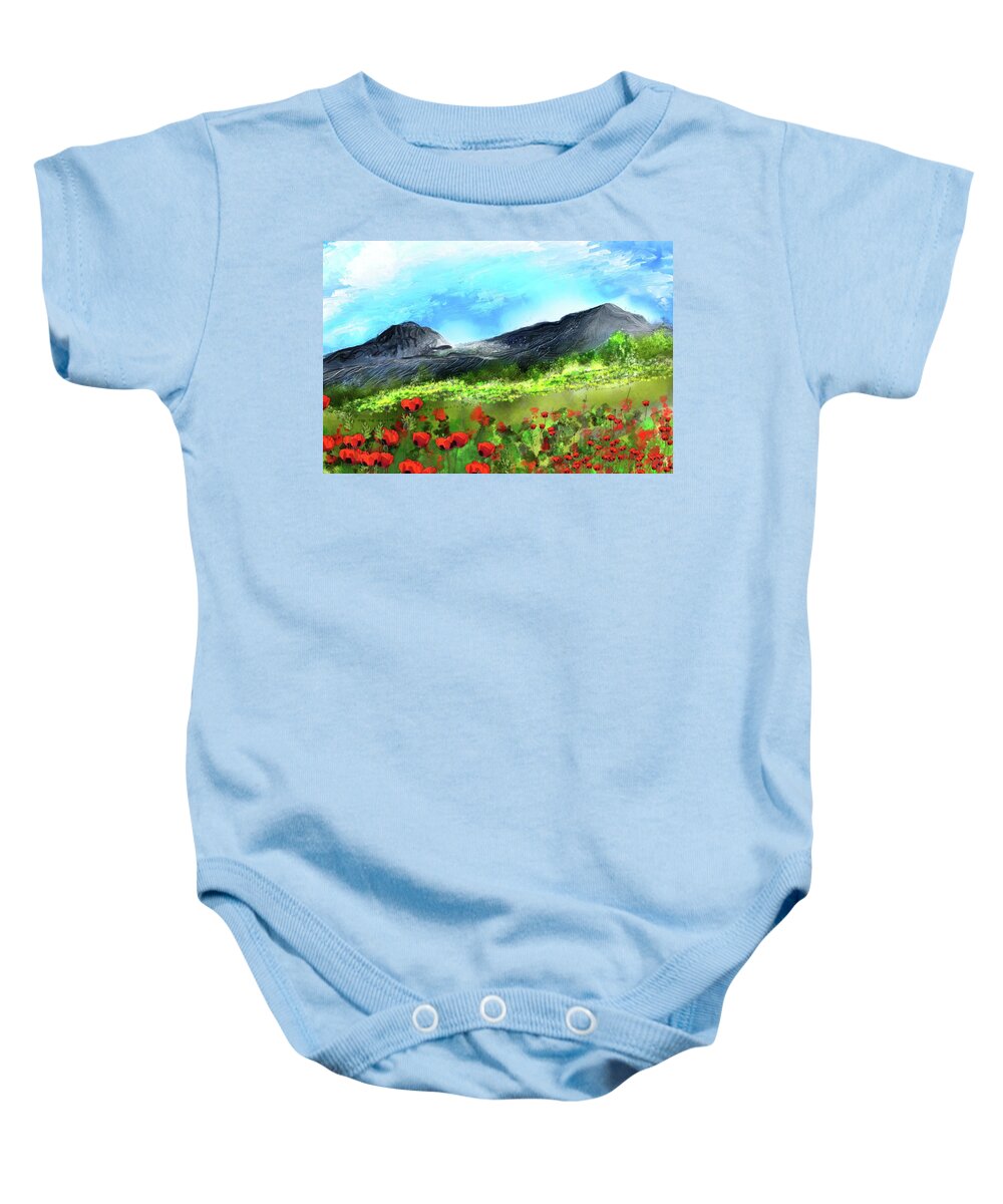 Fine Art Baby Onesie featuring the digital art Mountain Meadow 2 by David Lane