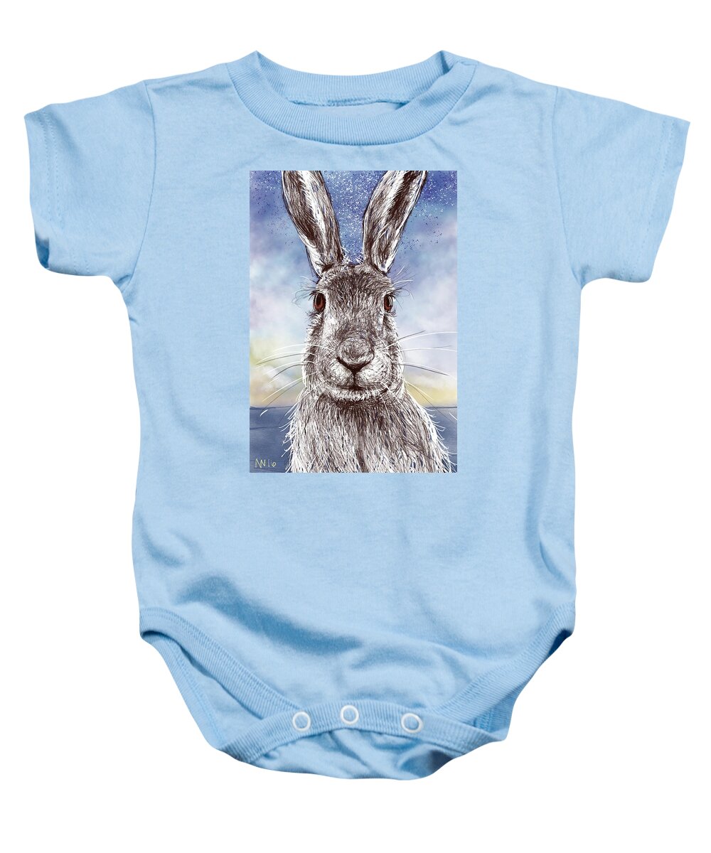 Bunny Baby Onesie featuring the digital art Mr. Rabbit by AnneMarie Welsh