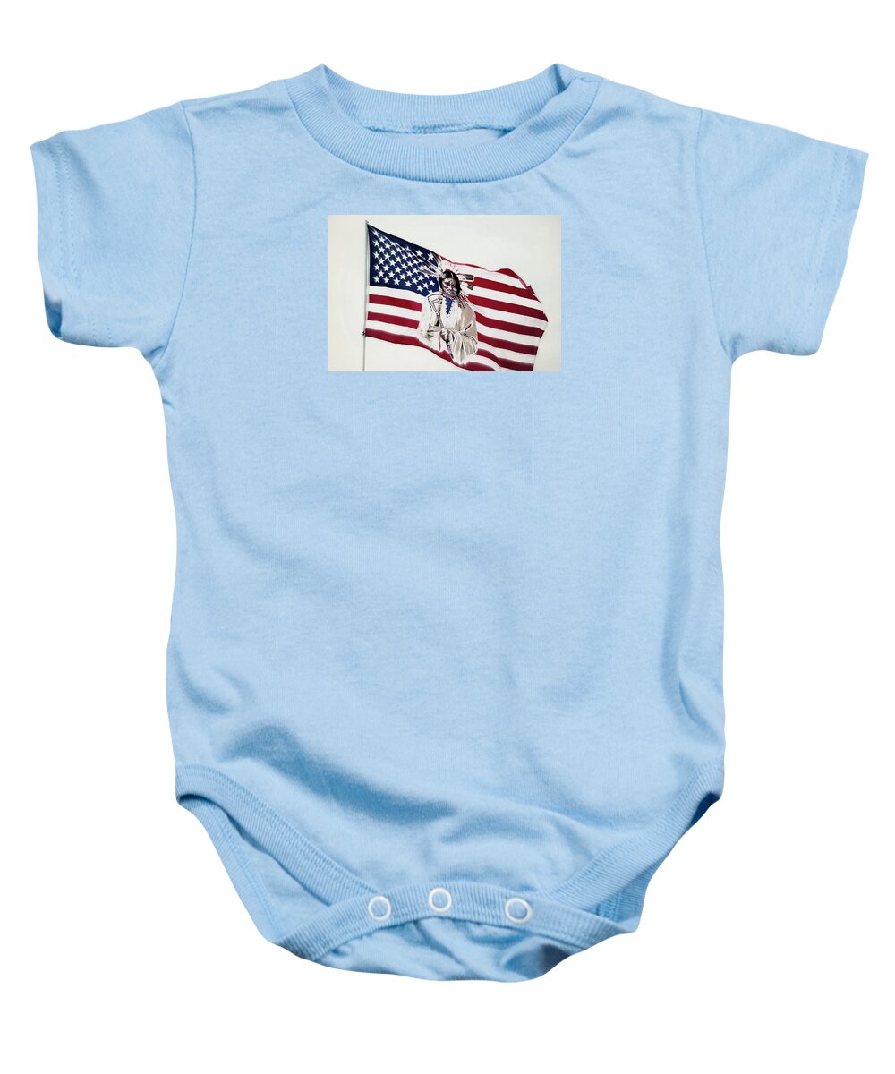 Native Baby Onesie featuring the photograph Native American Flag by Emanuel Tanjala