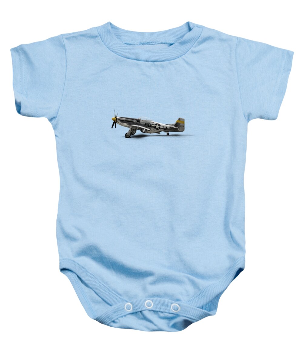 P-51 Mustang Baby Onesie featuring the digital art North American P-51 Mustang by Douglas Pittman