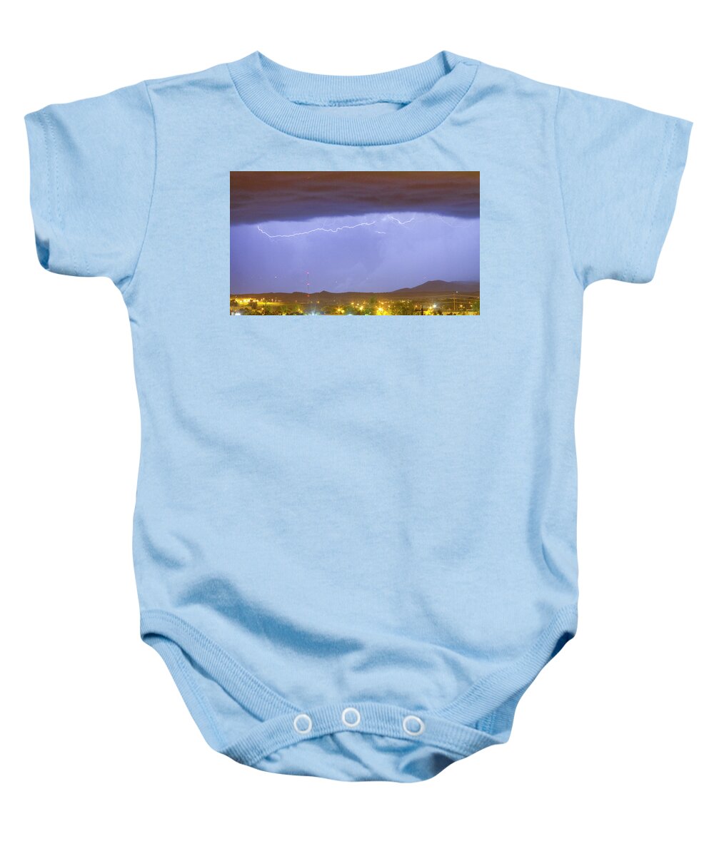 287 Baby Onesie featuring the photograph Northern Colorado Rocky Mountain Front Range Lightning Storm by James BO Insogna