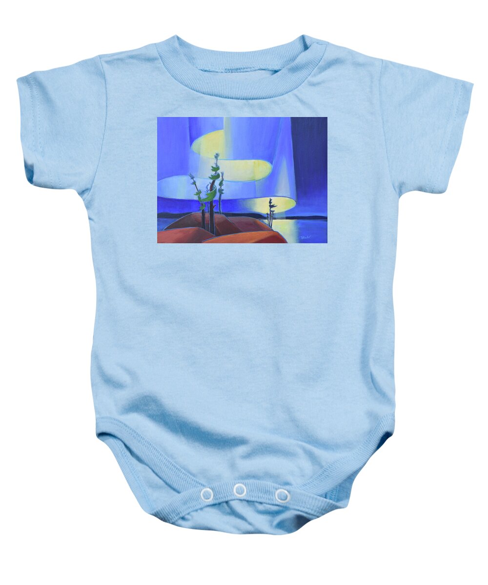 Barbel Smith Baby Onesie featuring the painting Northern Sky by Barbel Smith