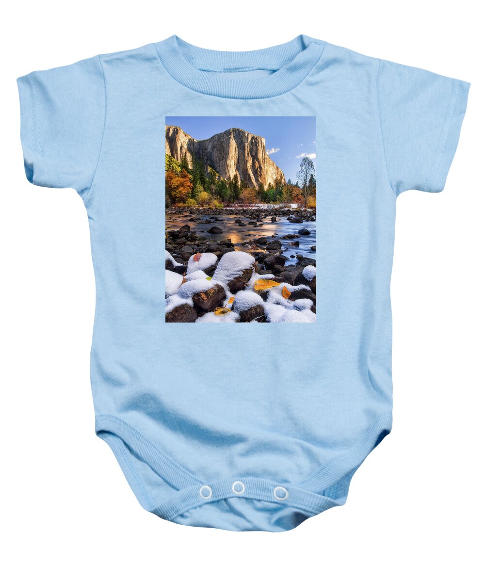 Yosemite Baby Onesie featuring the photograph November Morning by Anthony Michael Bonafede