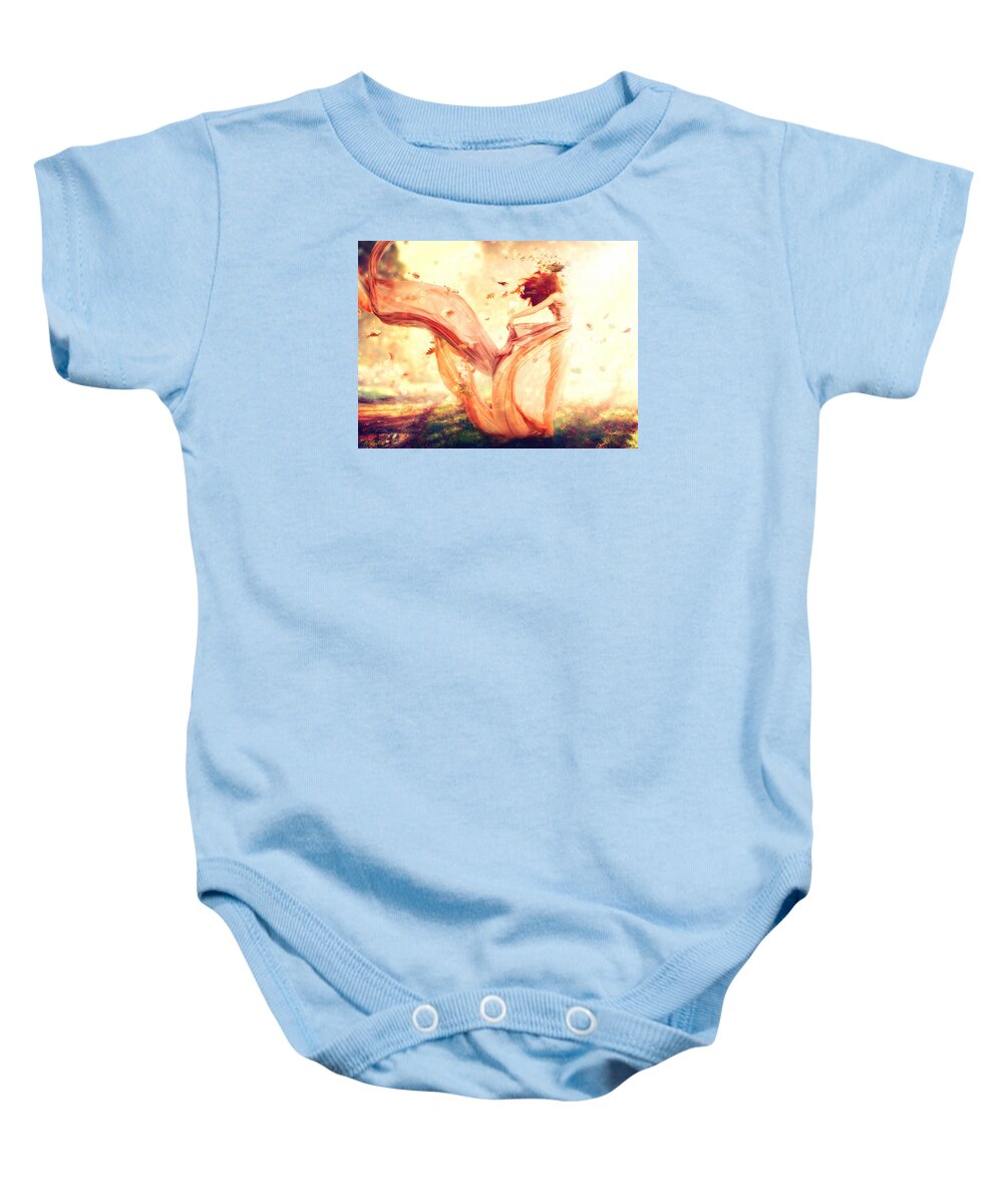 Nymph Of October Baby Onesie featuring the digital art Nymph of October by Lilia D