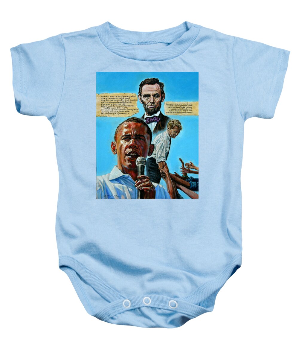 Obama Baby Onesie featuring the painting Obamas Heritage by John Lautermilch