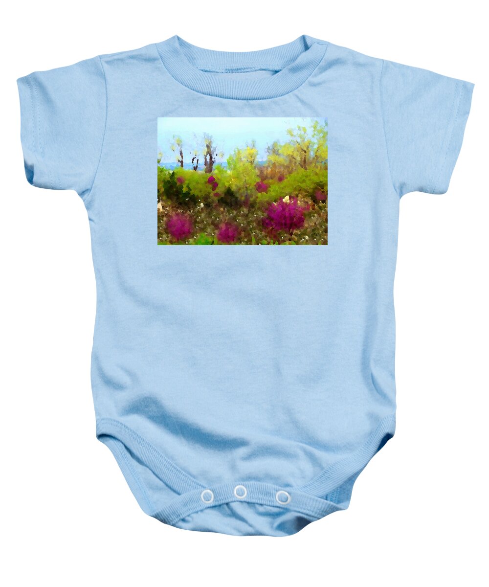Impressionist Baby Onesie featuring the mixed media Oklahoma Spring Colors by Shelli Fitzpatrick