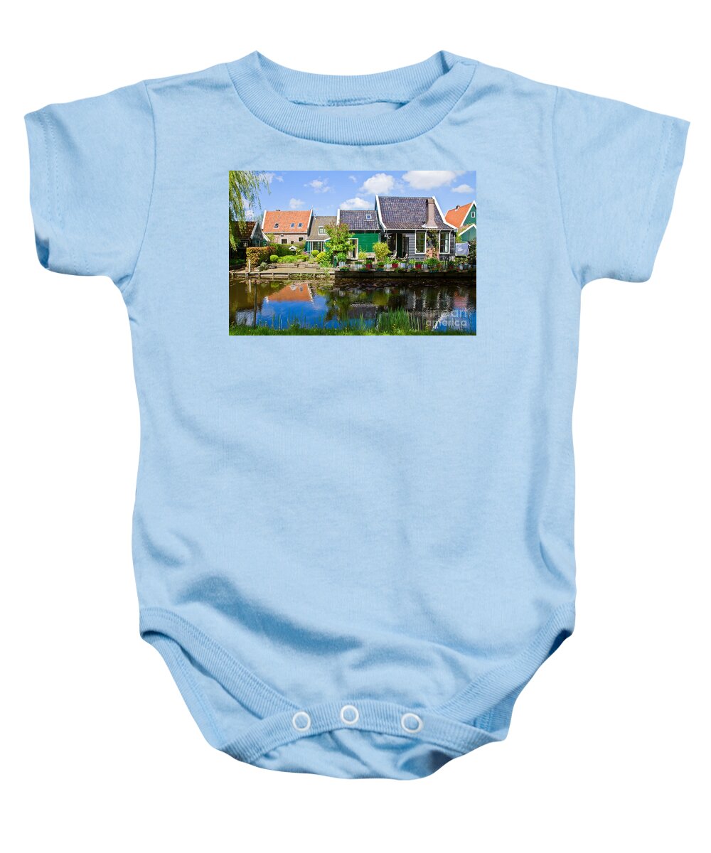 Netherlands Baby Onesie featuring the photograph old town of Zaandijk, Netherlands by Anastasy Yarmolovich