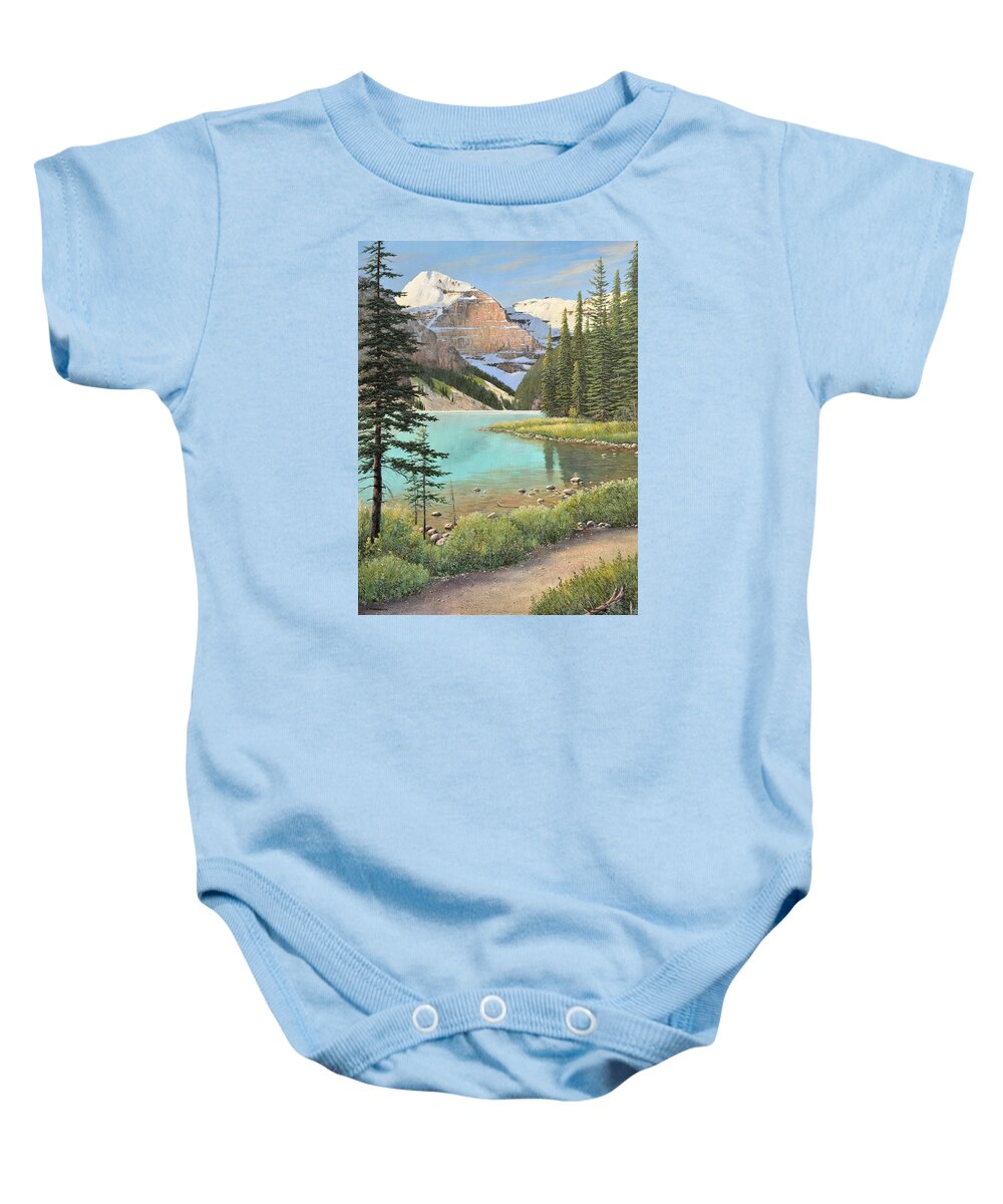Landscape Baby Onesie featuring the painting On A Summer's Day by Jake Vandenbrink