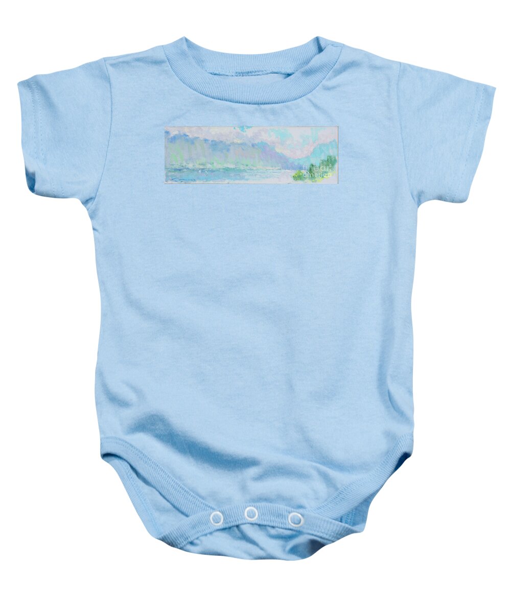 Lake Painting Baby Onesie featuring the painting Sunday Kisses by Jerry Fresia