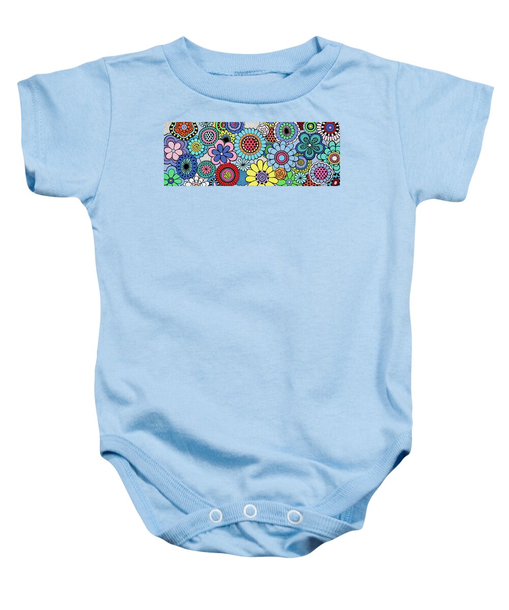 Flowers Baby Onesie featuring the painting One Yellow Bloom by Beth Ann Scott