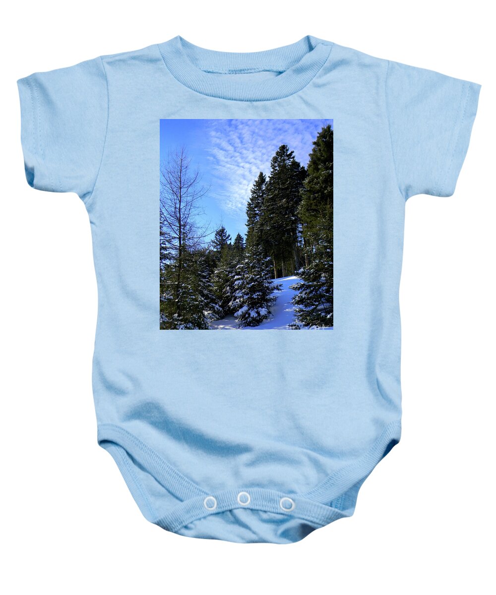 Pine Trees Baby Onesie featuring the photograph Optimistic by Elfriede Fulda