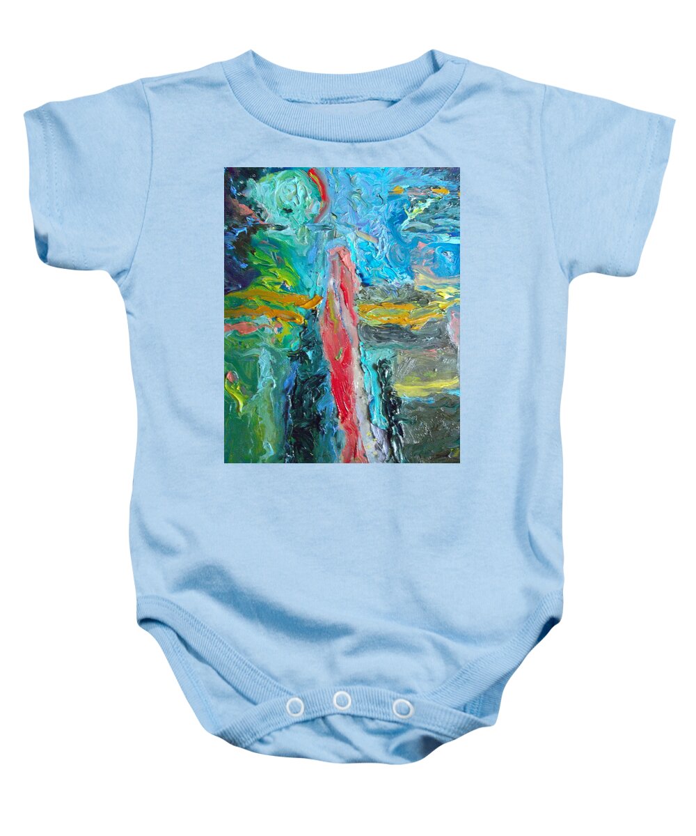 Abstract Baby Onesie featuring the painting Other Worlds Other Universes by Susan Esbensen