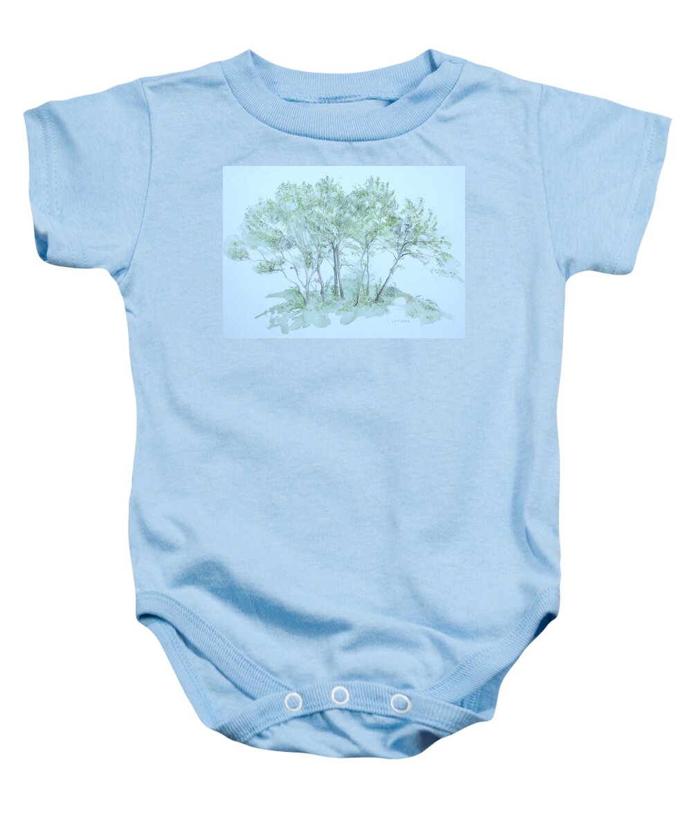 Trees Baby Onesie featuring the painting Outer Banks by Leah Tomaino