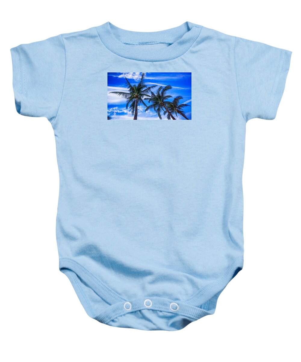 Trees Baby Onesie featuring the photograph Palm Row Blues by Lawrence S Richardson Jr