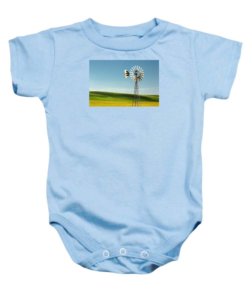 Windmill Baby Onesie featuring the photograph Palouse Windmill by Todd Klassy