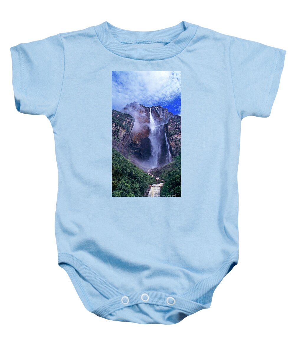 Angel Falls Baby Onesie featuring the photograph Panorama Angel Falls Canaima National Park Venezuela by Dave Welling
