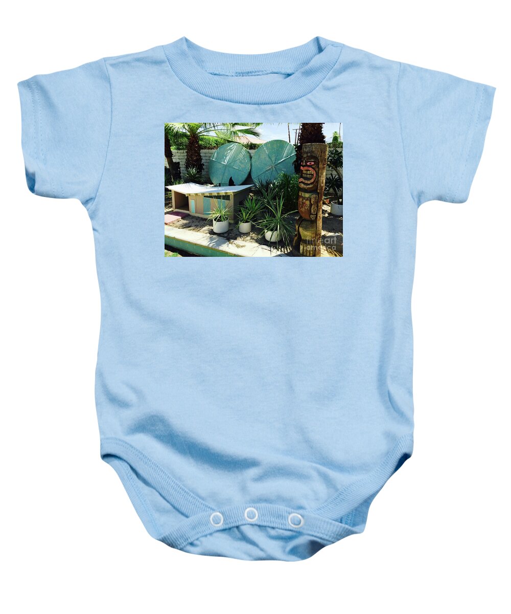 Tiki Baby Onesie featuring the photograph Party at the Doghouse by Beth Saffer
