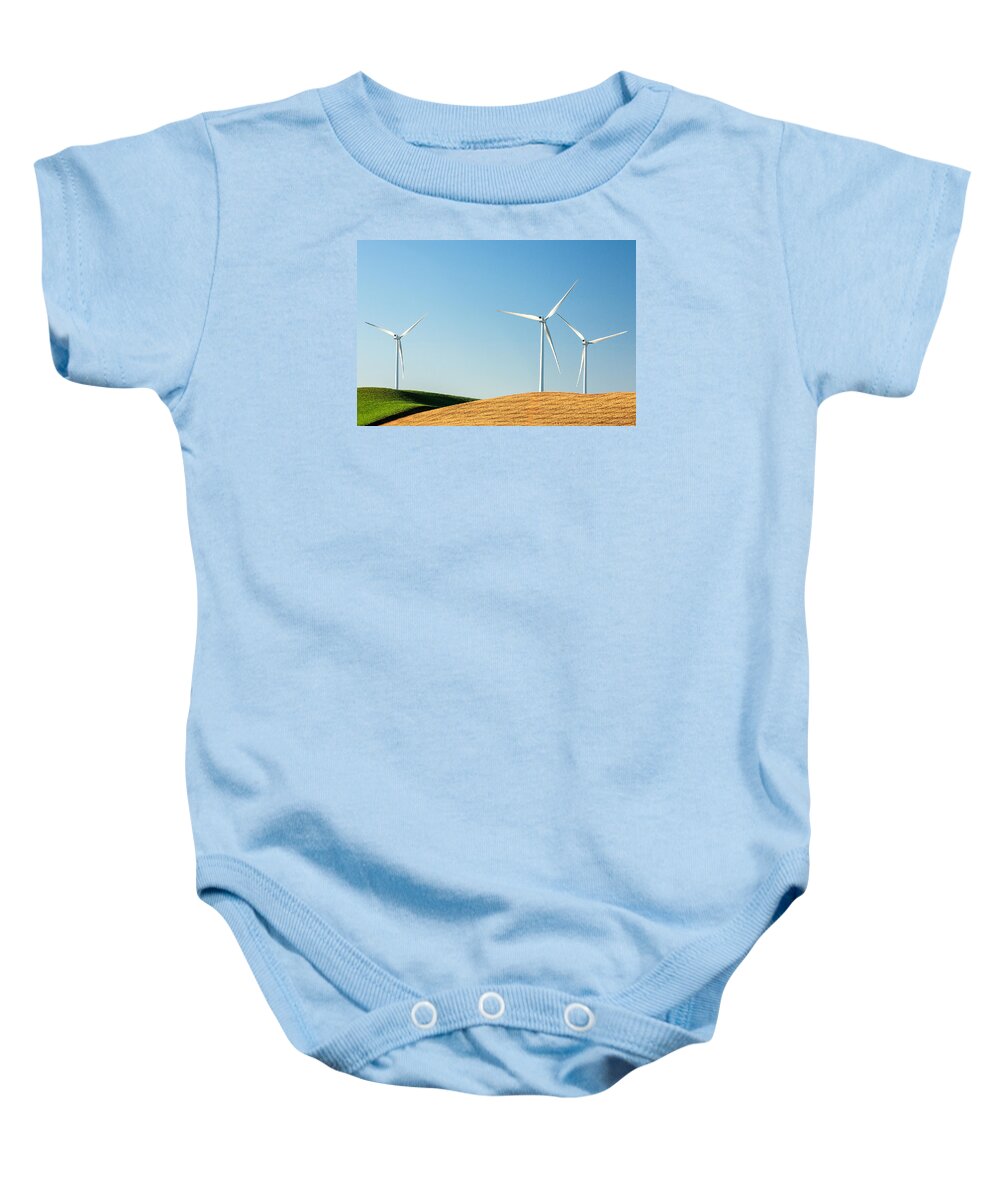 Wind Turbines Baby Onesie featuring the photograph Patchwork and Wind by Todd Klassy
