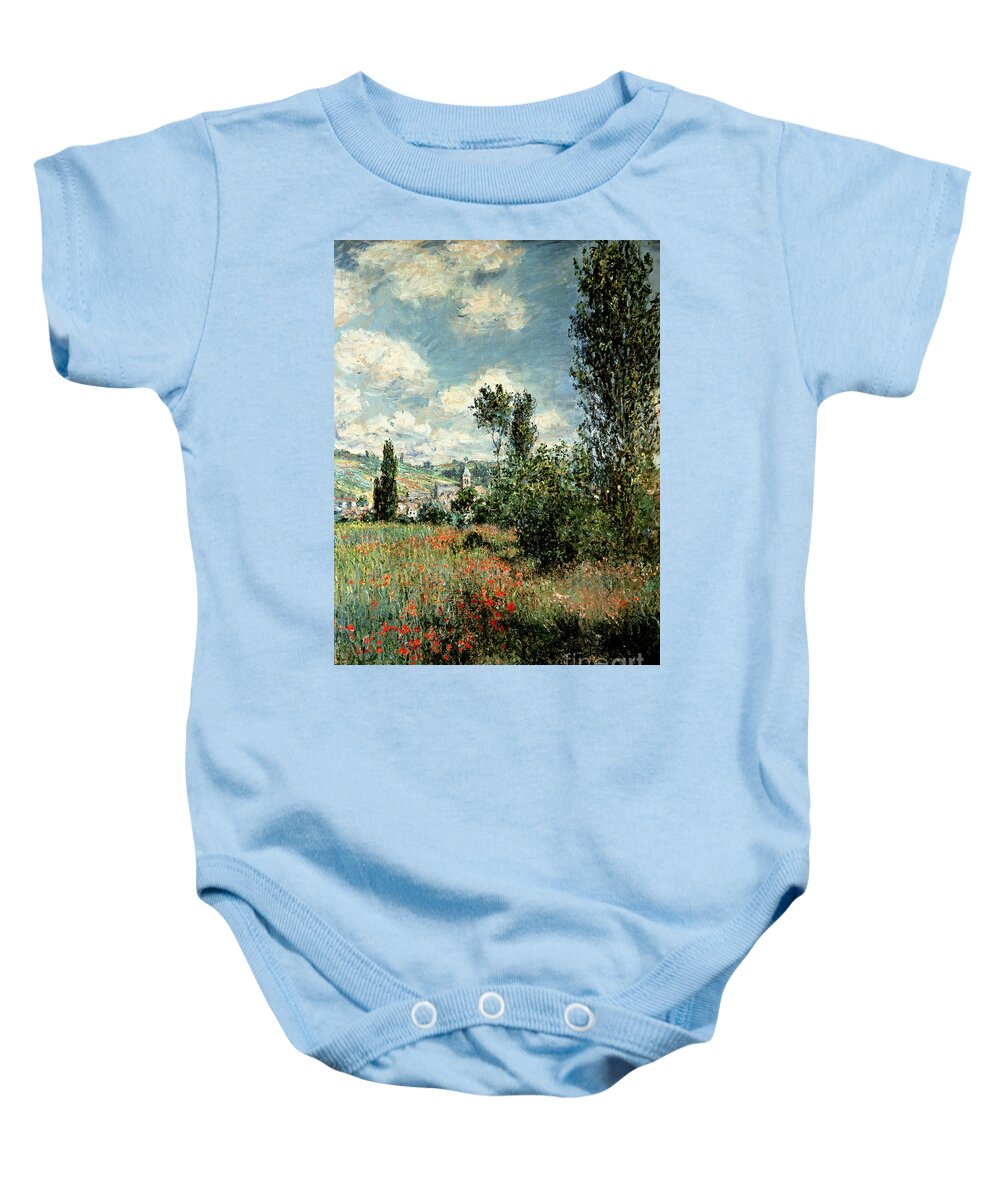 Path Baby Onesie featuring the painting Path through the Poppies by Claude Monet