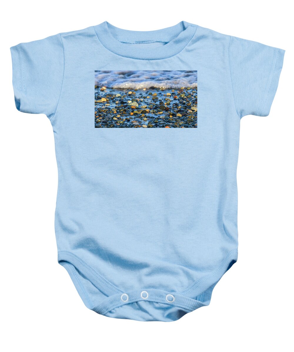 Stone Baby Onesie featuring the photograph Pebbles by Stelios Kleanthous
