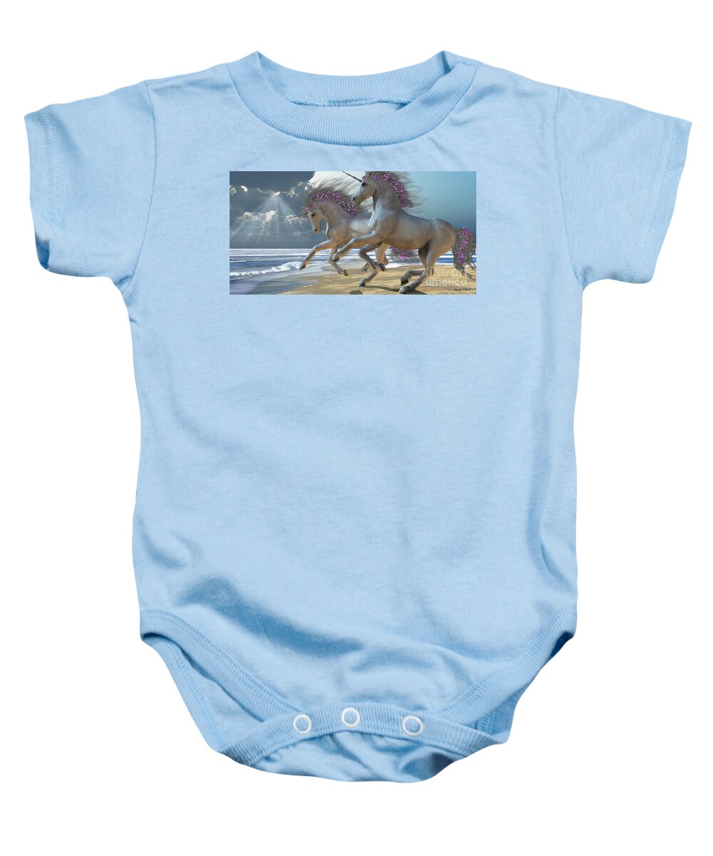 Unicorn Baby Onesie featuring the painting Playing Unicorns Part 2 by Corey Ford