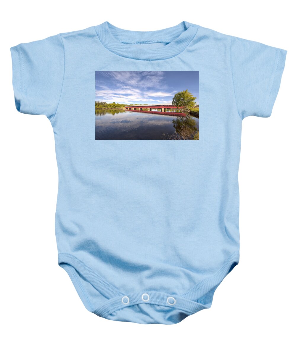Pont Baby Onesie featuring the photograph Pont Marchand by Eunice Gibb
