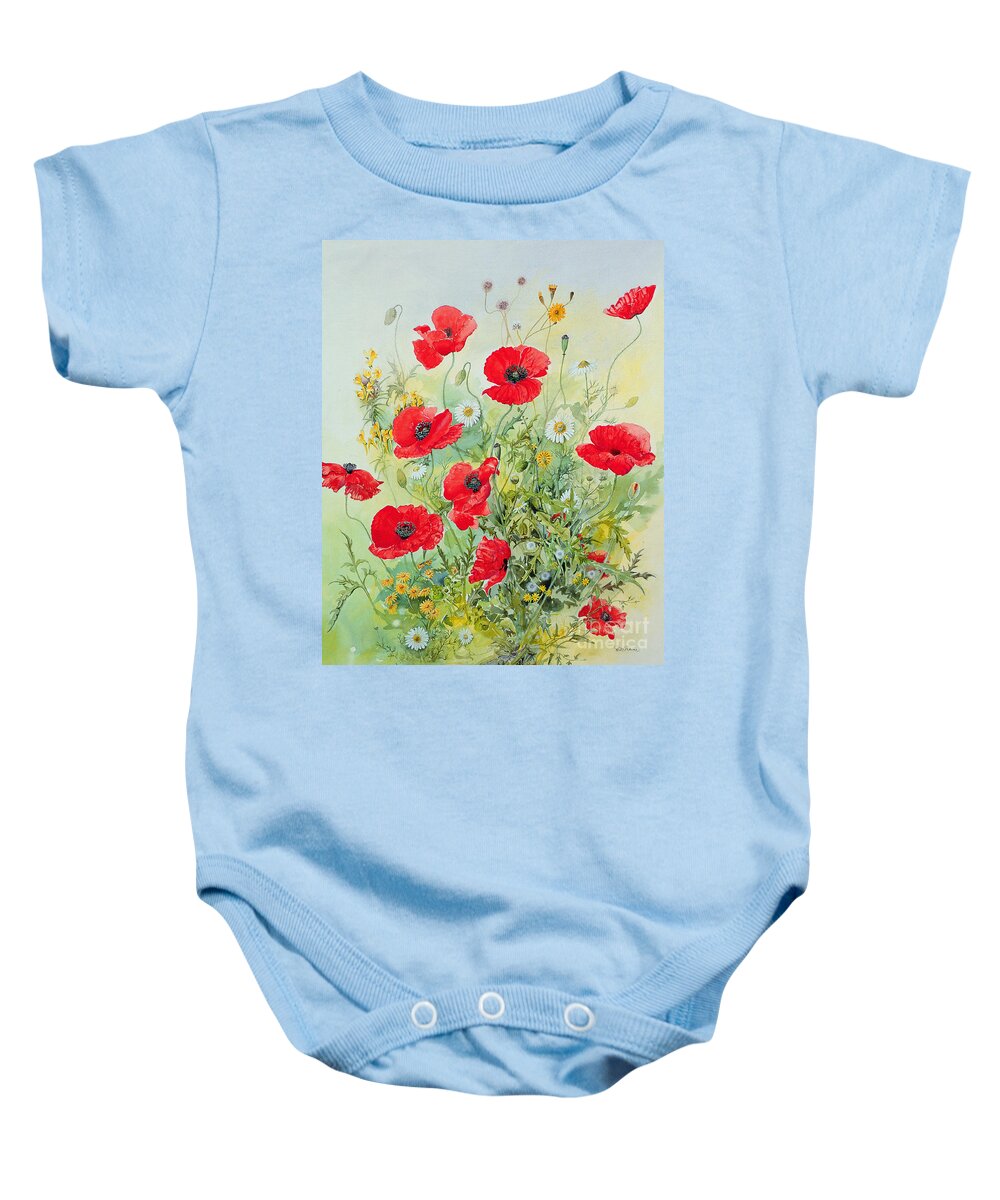 #faatoppicks Baby Onesie featuring the painting Poppies and Mayweed by John Gubbins