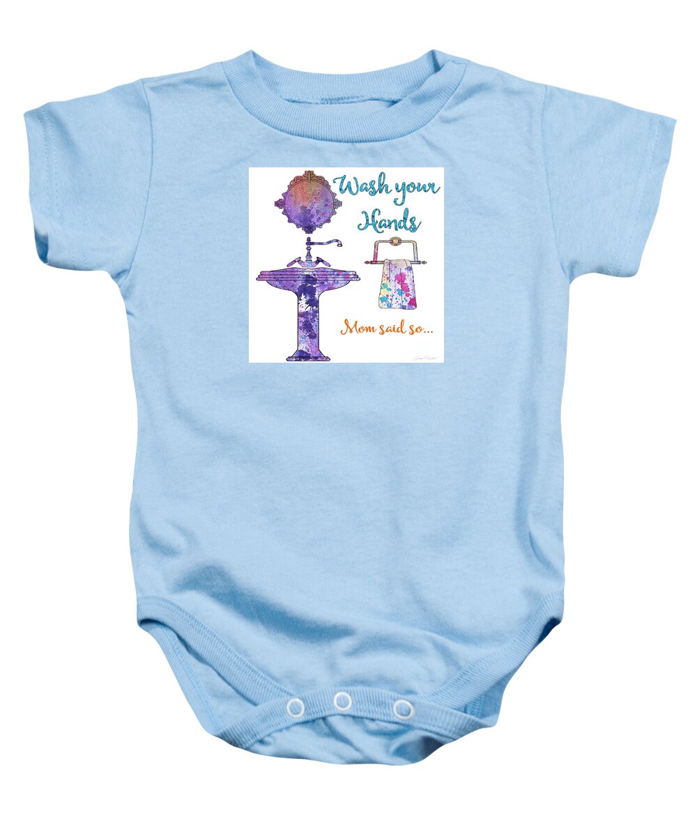 Bath Baby Onesie featuring the painting Pretty Bath-JP3547 by Jean Plout