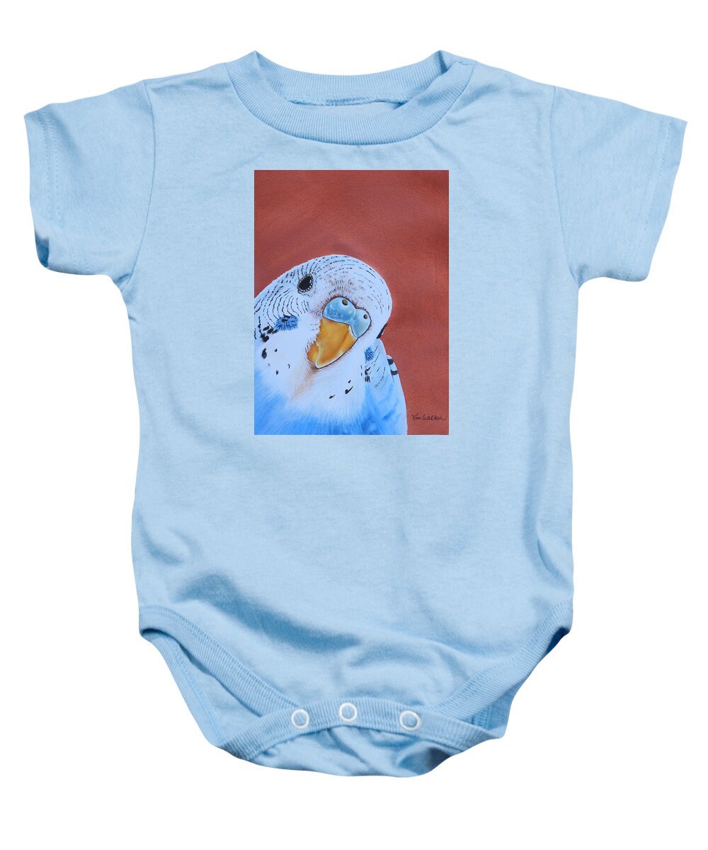Bird Baby Onesie featuring the painting Pretty Boy Watercolor by Kimberly Walker
