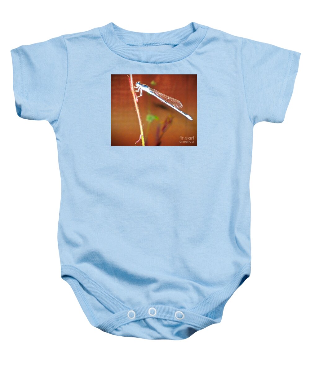 Tiny Dragonfly(or Damselfly) Baby Onesie featuring the photograph Pretty Tiny Dragonfly by Phyllis Kaltenbach